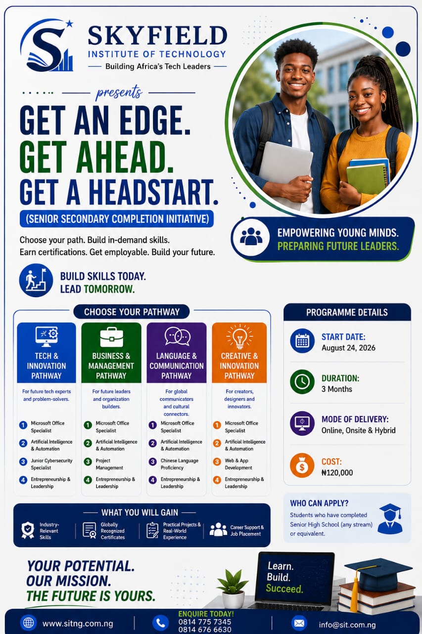 Get an Edge flier — senior secondary completion initiative with four career pathways